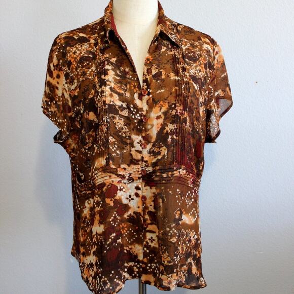 Sag Harbor Pintuck Pleated Lightweight Blouse Button Front Size 18 - Picture 1 of 7